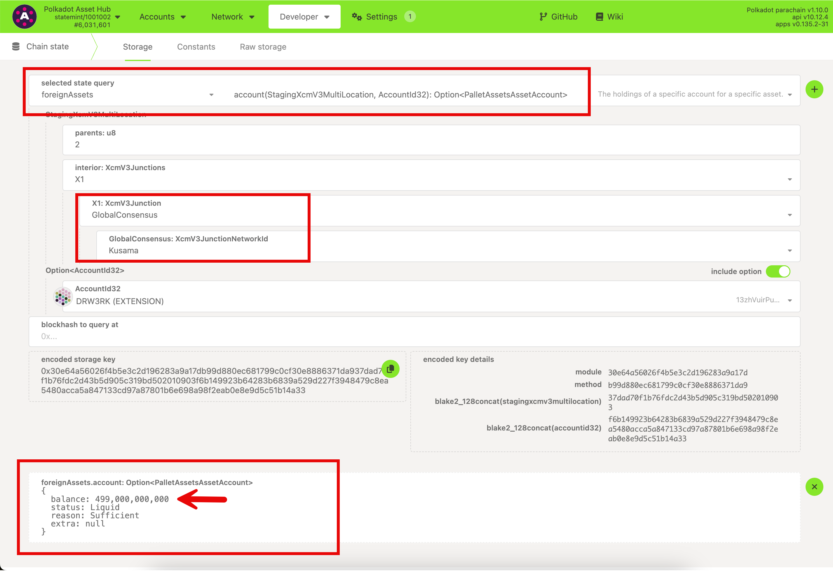 KSM Balance on Polkadot Asset Hub